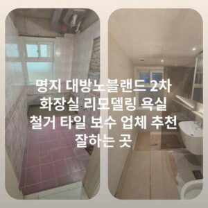 명지 대방노블랜드 2차 화장실 리모델링 욕실 철거 타일 보수 업체 추천 잘하는 곳