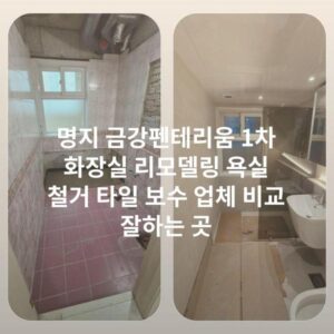 명지 금강펜테리움 1차 화장실 리모델링 욕실 철거 타일 보수 업체 비교 잘하는 곳