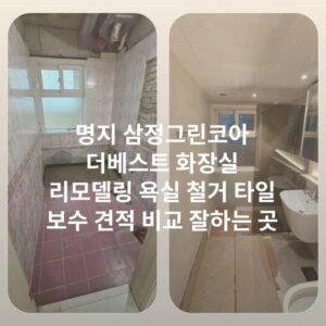 명지 삼정그린코아 더베스트 화장실 리모델링 욕실 철거 타일 보수 견적 비교 잘하는 곳